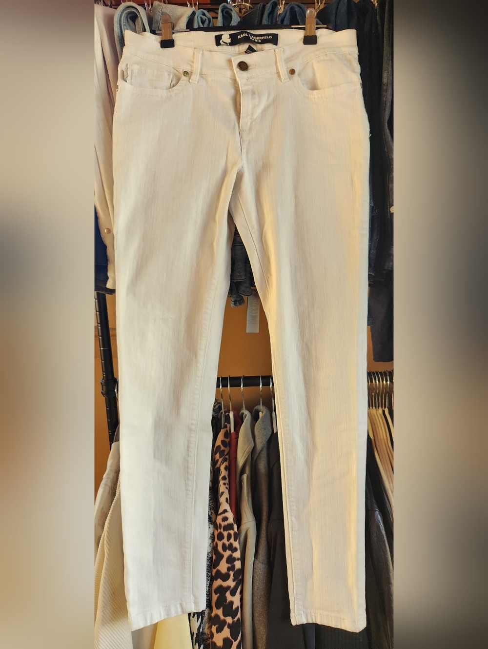 Karl Lagerfeld White Straight-Leg Jeans